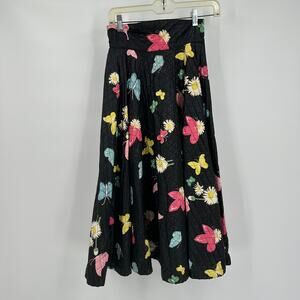 Junior House Skirt Size S Vintage 50s Quilted Butterfly Novelty‎ Cottagecore